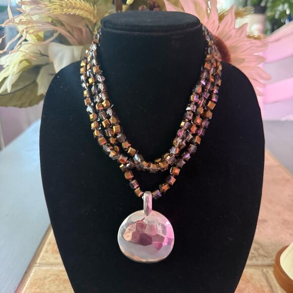 Simon Sebbag 925 Sterling Silver Pendant Multi Strand Beaded Necklace - Picture 5 of 10